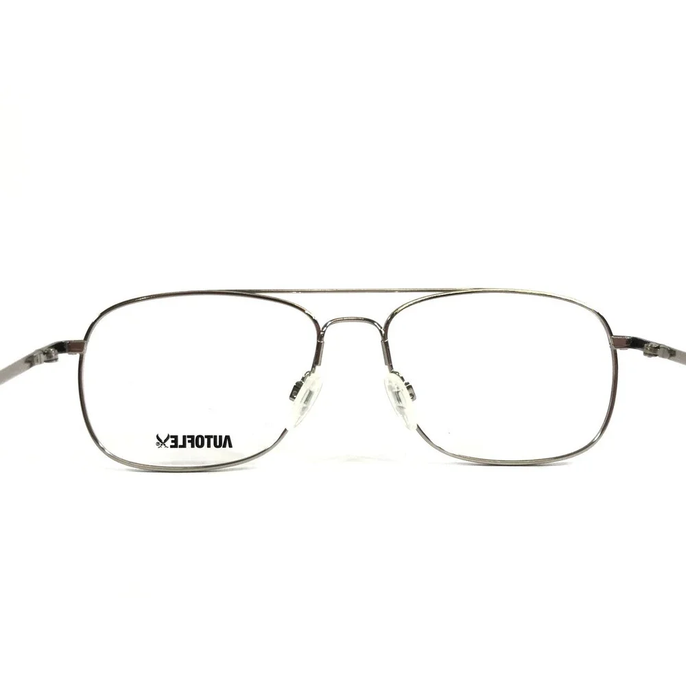 Autoflex Flexon Eyeglasses Frames 44 NATURAL Silver Aviator Wire Rim 55-16-140